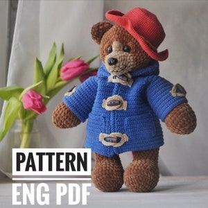Ours en peluche en manteau et bonnet, patron au crochet PDF ANGLAIS