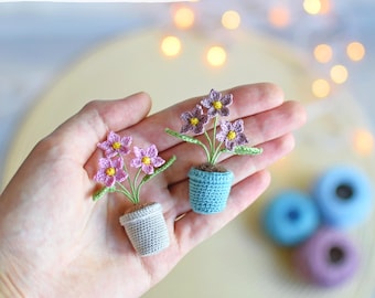 Crochet pattern the Miniature flowerpot. PDF amigurumi pattern in English.