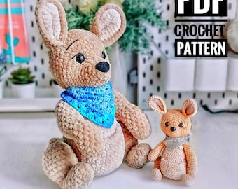 Kangaroo amigurumi crochet pattern stuffed animal toy pattern