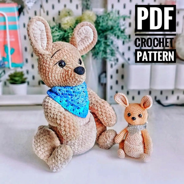 Kangaroo amigurumi crochet pattern stuffed animal toy pattern