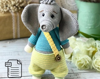 Crochet English Pattern PDF Elephant Amigurumi Elephant Crochet Elephant Toy
