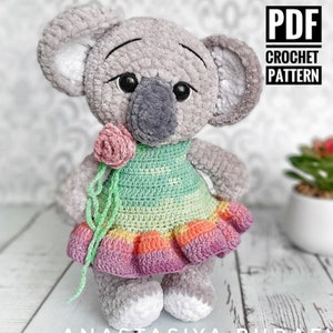Koala crochet pattern australian animals pattern amigurumi stuffed animal toy pattern
