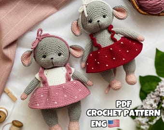 Crochet mouse pattern PDF in Eng amigurumi toy mouse cute crochet mouse amigurumi pattern mouse amigurumi crochet animal pattern