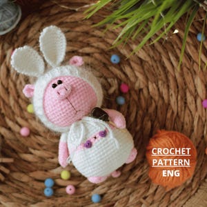 Crochet Pig Pattern PDF ENG Crochet Pattern for Valentine&#39;s Day Cute and Positive Desktop Accessories Amigurumi Piglet