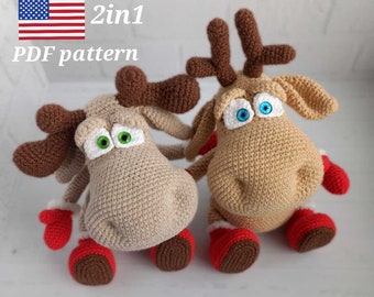 English Crochet Pattern Reindeer (Moose design option)