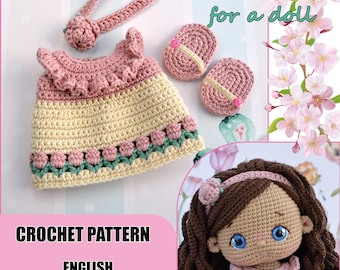Сrochet English pattern spring outfit for the doll