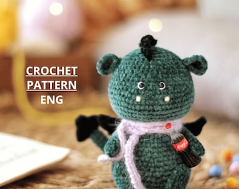 Häkelanleitung Drache PDF ENG Amigurumi schwarzer Drache