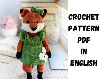 Crochet pattern cute foxy in a dress ENG PDF Amigurumi pattern crochet toy amigurumi fox Forest animal  Amigurumi crochet lesson