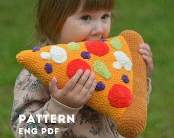 Crochet Pizza Pillow Pattern: Amigurumi Slice Cushion (PDF ENG)