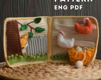 Quiet Book PDF Häkelanleitung Beschäftigungsbuch für Kinder Kleinkinder Stofftier Sensorisches Lernen Dusche Geschenk Rollenspiel Englisch PDF Anleitung
