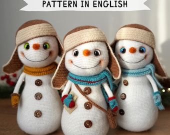 Crochet pattern doll the Snowman postman. PDF amigurumi pattern in English.