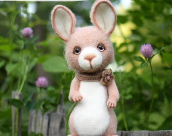 Crochet pattern toy the pink Rabbit. PDF amigurumi pattern in English.
