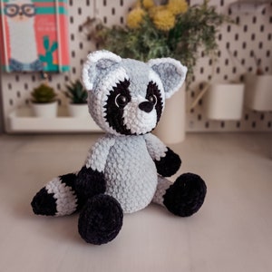 Raccoon crochet pattern, amigurumi crochet tutorial, forest animal pdf, häkelanleitung pattern on English, French, German zdjęcie 5