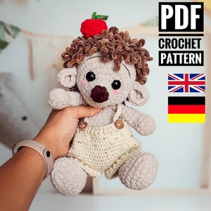 Hedgehog crochet pattern, amigurumi crochet forest animal pattern
