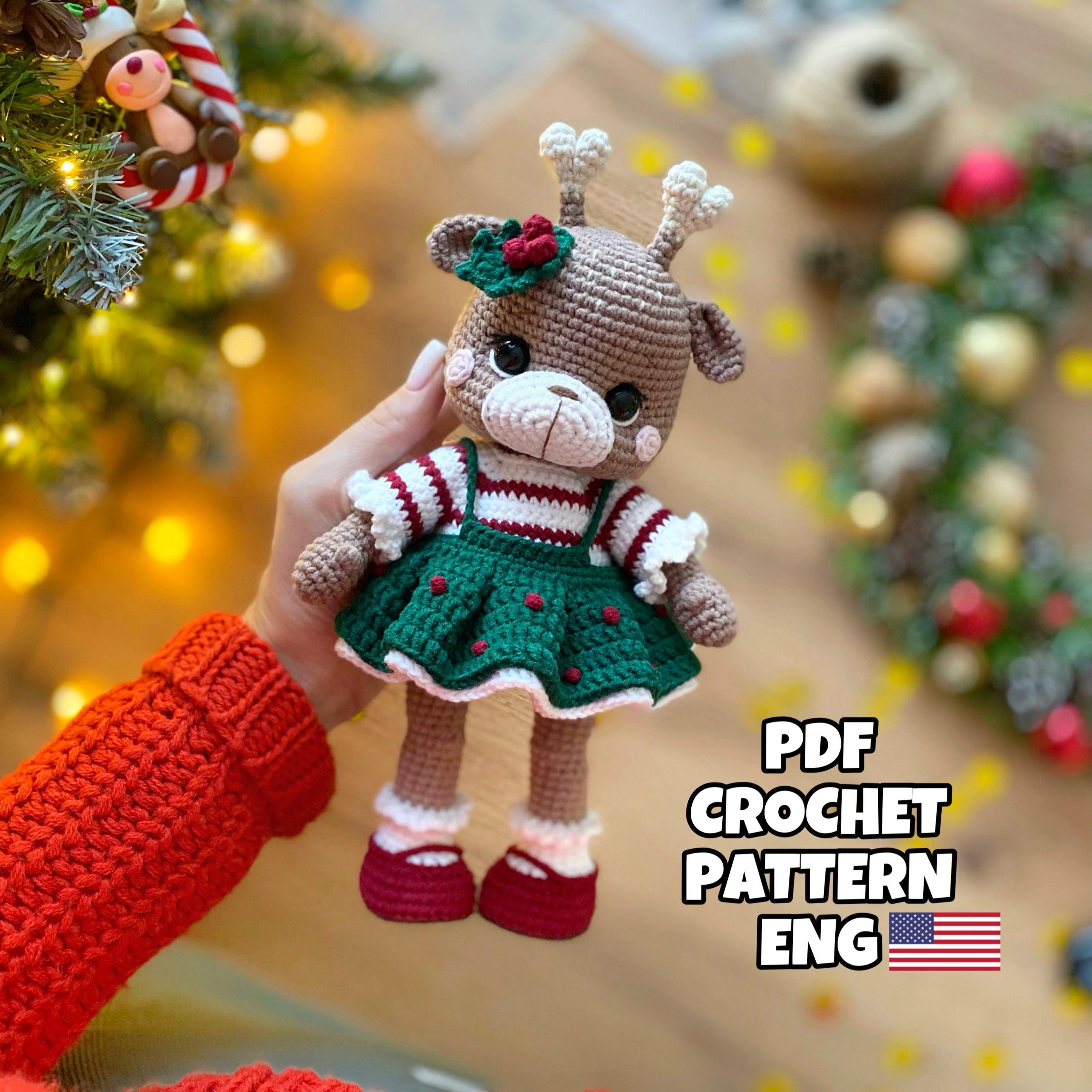 PDF in Eng Crochet Christmas deer pattern amigurumi deer Christmas pattern crochet New Year's cute Christmas deer amigurumi christmas deer