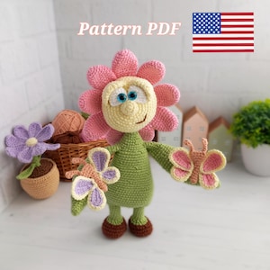 English crochet pattern Cute Flower