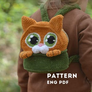Wzór na szydełkowy plecak z kotem: pluszowa torba ze zwierzątkiem DIY (wzór PDF)