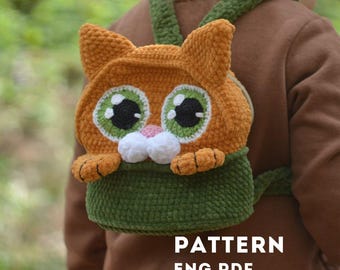 Crochet Cat Backpack Pattern: Plush Animal Bag DIY (PDF Pattern)