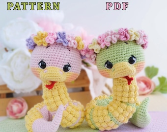 Crochet pattern Cute Little Snake in English PDF