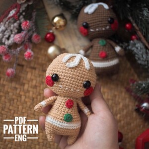 Gingerbread Amigurumi Pattern, Gingerman crochet tutorial, Holiday winter crochet