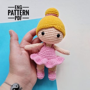 Crochet Pattern English PDF Ballerina Amigurumi Doll Ballerina in Pink Tutorial