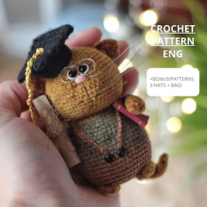 CrochetPattern Cat PDF ENG Crochet Pattern Graduate Cat Scientist amigurumi