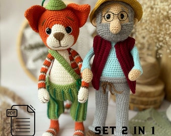 Crochet English Pattern PDF Grandfather Amigurumi Grandfather Crochet Grandpa Crochet Grandpa Farmer Toy