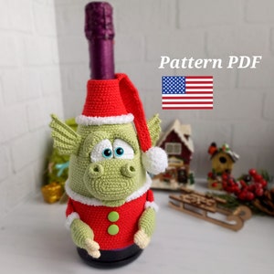 English Crochet Champagne Bottle Cover Dragon