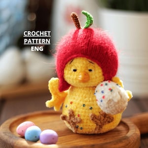 Crochet Pattern Chicken in Knitted Hats PDF ENG Easter Pattern Funny Little Chicken  Tutorial Cute Easter Toy Crochet
