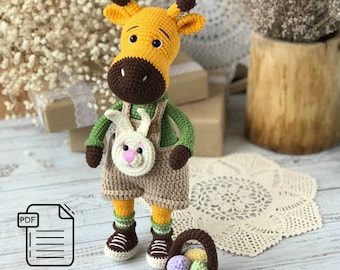 Patron anglais au crochet PDF Girafe Amigurumi Girafe Jouet au crochet pour girafe