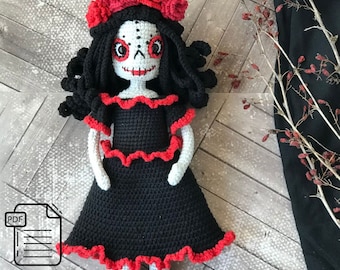 Crochet English Pattern PDF Santa Muerte Amigurumi Doll Santa Muerte Crochet Halloween Doll