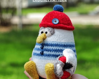 Amigurumi crochet pattern of a funny seagull