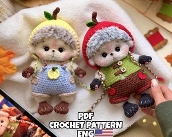 Crochet Hedgehog Pattern PDF in ENG Forest Animal Toy Autumn Hedgehog