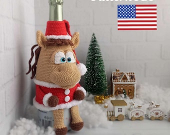 Englische Häkelanleitung Champagner Bezug Weihnachtspferd