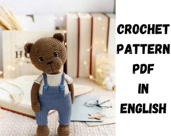 Haakpatroon schattige teddybeer in broek, gehaakt speeltje. NL PDF Amigurumi-patroon