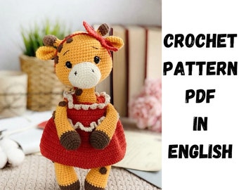 Crochet pattern cute giraffe in a dress, amigurumi crochet toy. ENG PDF Amigurumi pattern