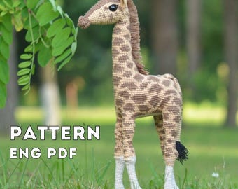 Realistische Giraffen-Häkelanleitung, Amigurumi-Tier (PDF), Fortgeschrittenes Häkeltutorial (Englisch)
