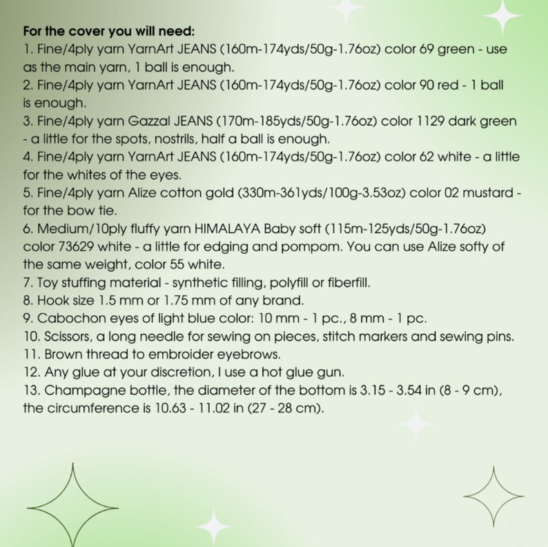 English Crochet Pattern Champagne Cover Jolly Snake Etsy Canada