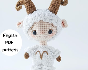 Aries Zodiac Amigurumi Crochet Pattern ENG, Aries Toy Tutorial, Astrology Plushie Pattern with Bonus Coloring Page, Digital PDF