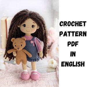 Crochet pattern of a cute and beautiful doll in a sundress. Cute crochet teddy bear. ENG PDF Amigurumi pattern