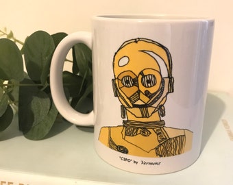 Mug Printed with Drawing of C3PO by Vermont