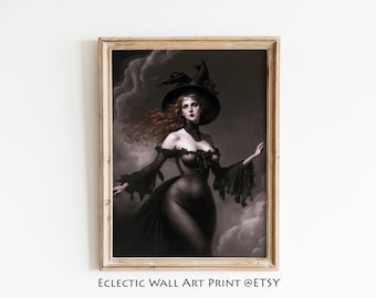 Gothic Victorian Witch Print: Dark Academia Wall Art (Digital Download)