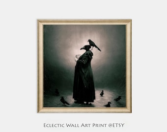 Crow Witch Victorian Print: Dark Academia Gothic Wall Art (Digital Download)