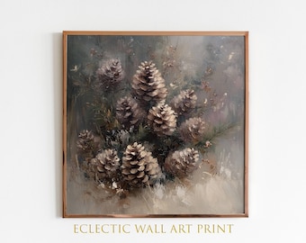 Pine Cone Winter Art Print: Rustic Woodland Decor (Digital Download)