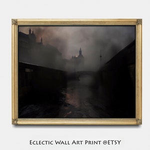 Victorian Gothic Cityscape Print: Moody Dark Academia Wall Art (Digital Download)