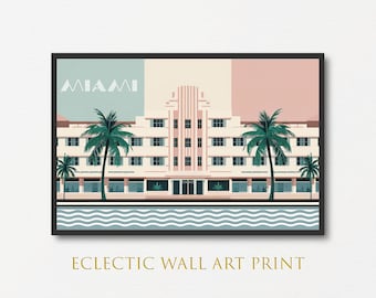 Miami Art Deco Travel Poster: Vintage Florida Art Print (Digital Download)