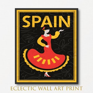 Vintage Spain Travel Poster: Flamenco Dancer Art (Digital Download)