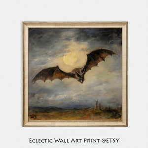 Victorian Gothic Bat Print: Moody Dark Academia Wall Art (Digital Download)
