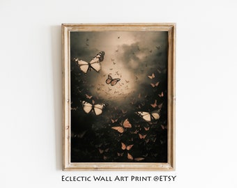 Butterfly Dark Academia Art Print: Moody Cottagecore Decor (Digital Download)