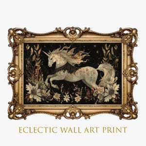 Magical Unicorn Wall Art, Enchanted Forest Decor, Fantasy Animal Print, Mystical Horse Illustration, Fairytale Home Decor